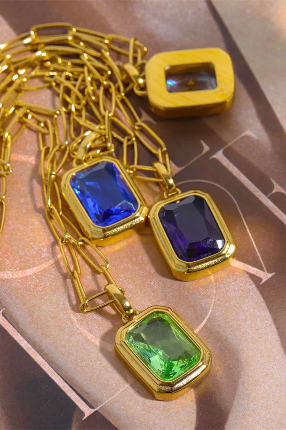 Zircon 18K Gold-Plated Geometrical Shape Pendant Necklace by Trendsi