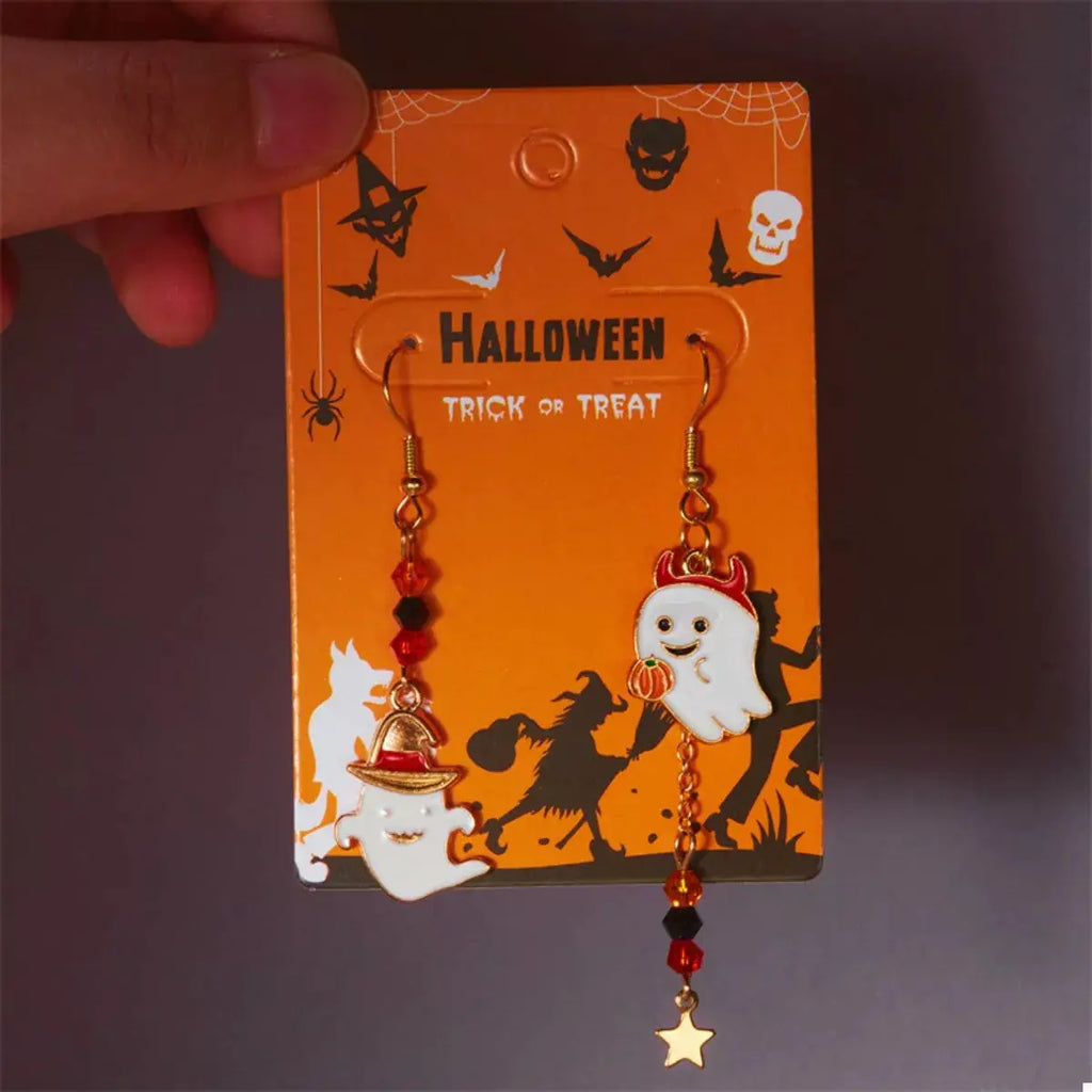 Halloween Ghost Pumpkin Drop Earrings by Trendsi