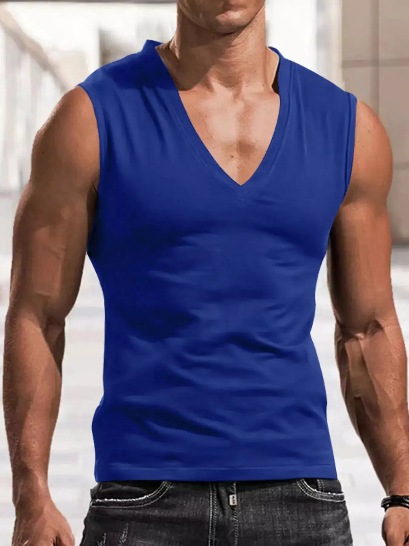 Men's Full Size V-Neck Tank Top Plus Size by Trendsi