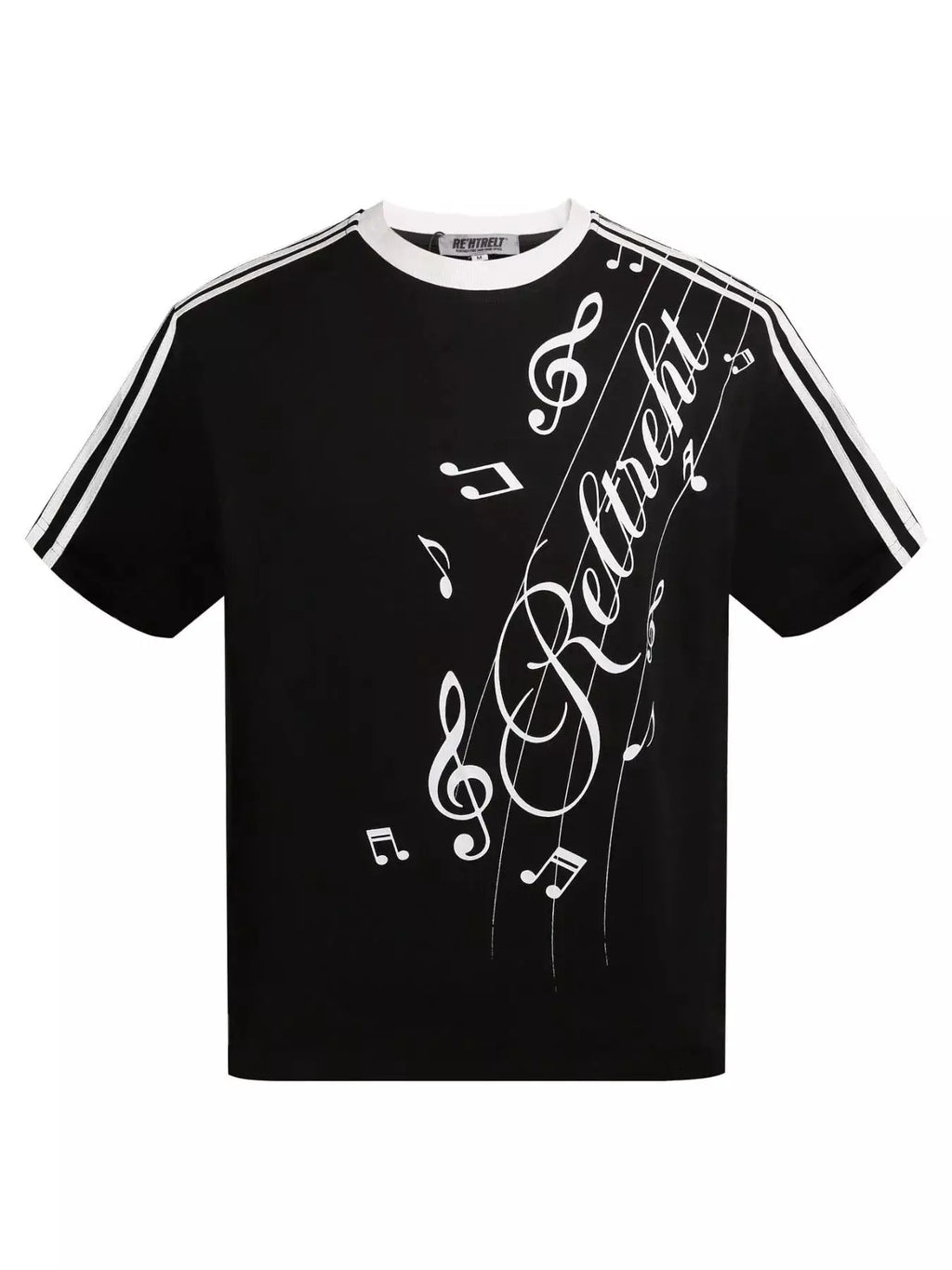Men's Contrast Striped Music Print T-Shirt by Trendsi