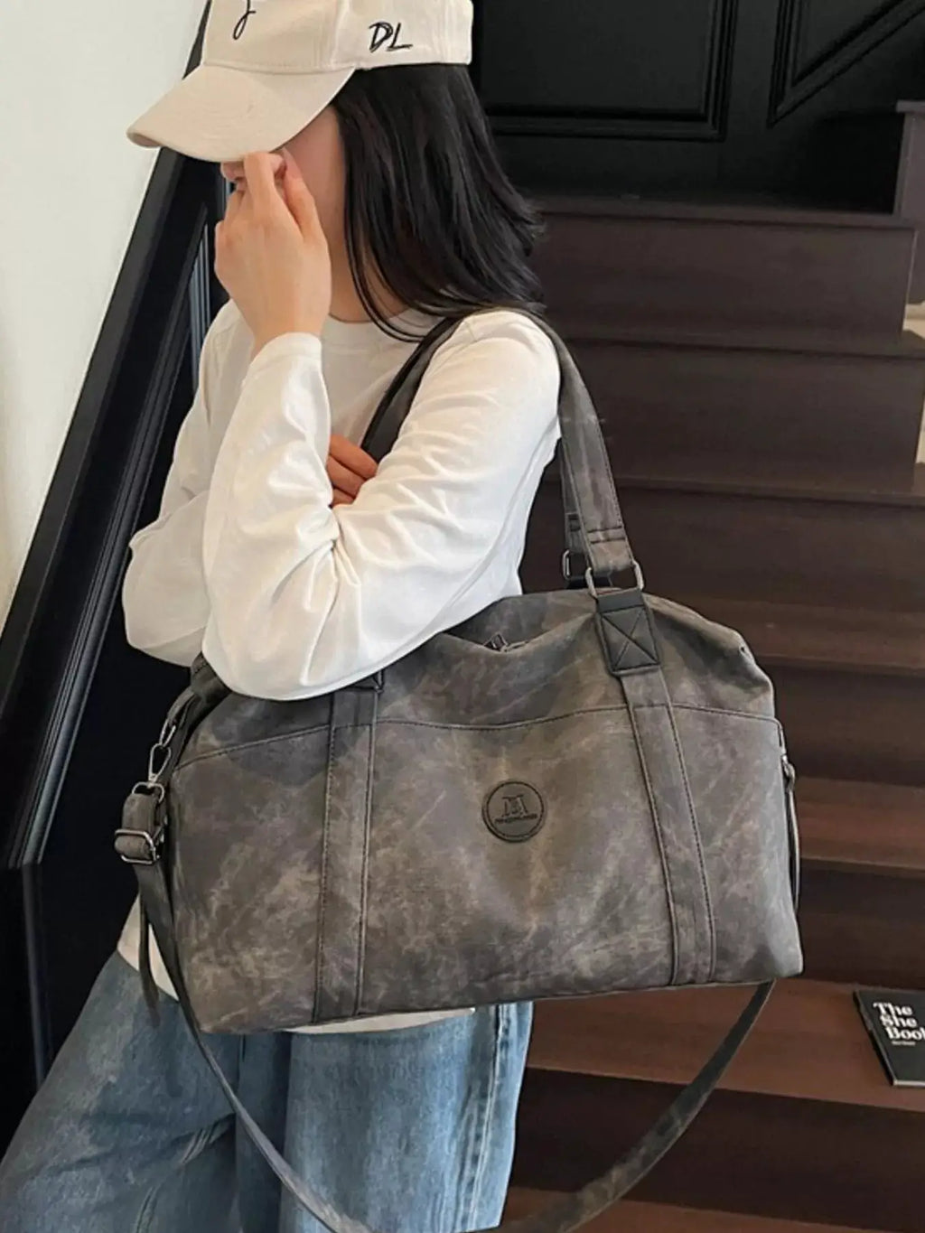 Vintage Washed Duffel Bag by Trendsi