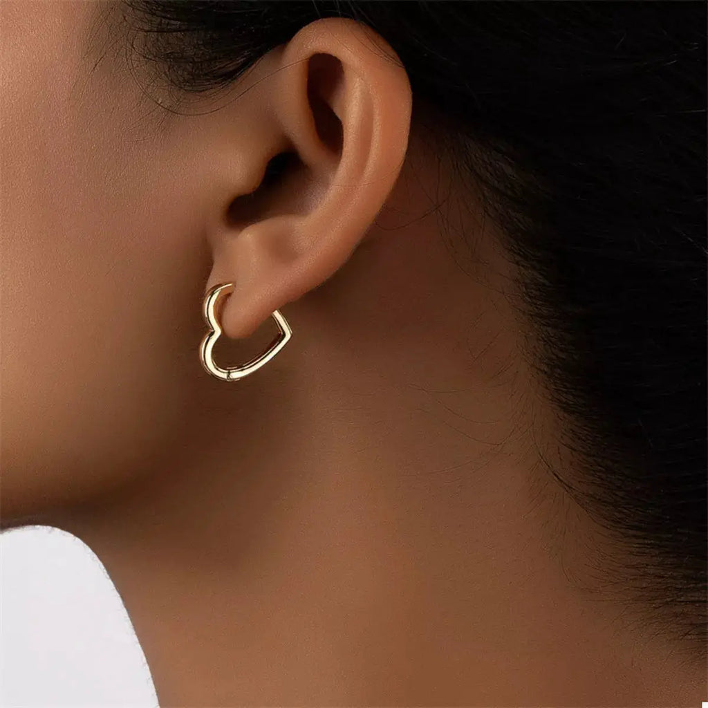 Alloy Heart Shape Hoop Earrings by Trendsi