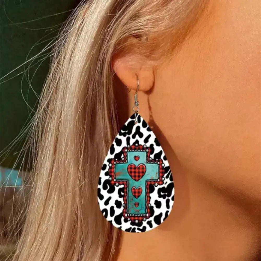 PU Leather Iron Hook Teardrop Earrings by Trendsi