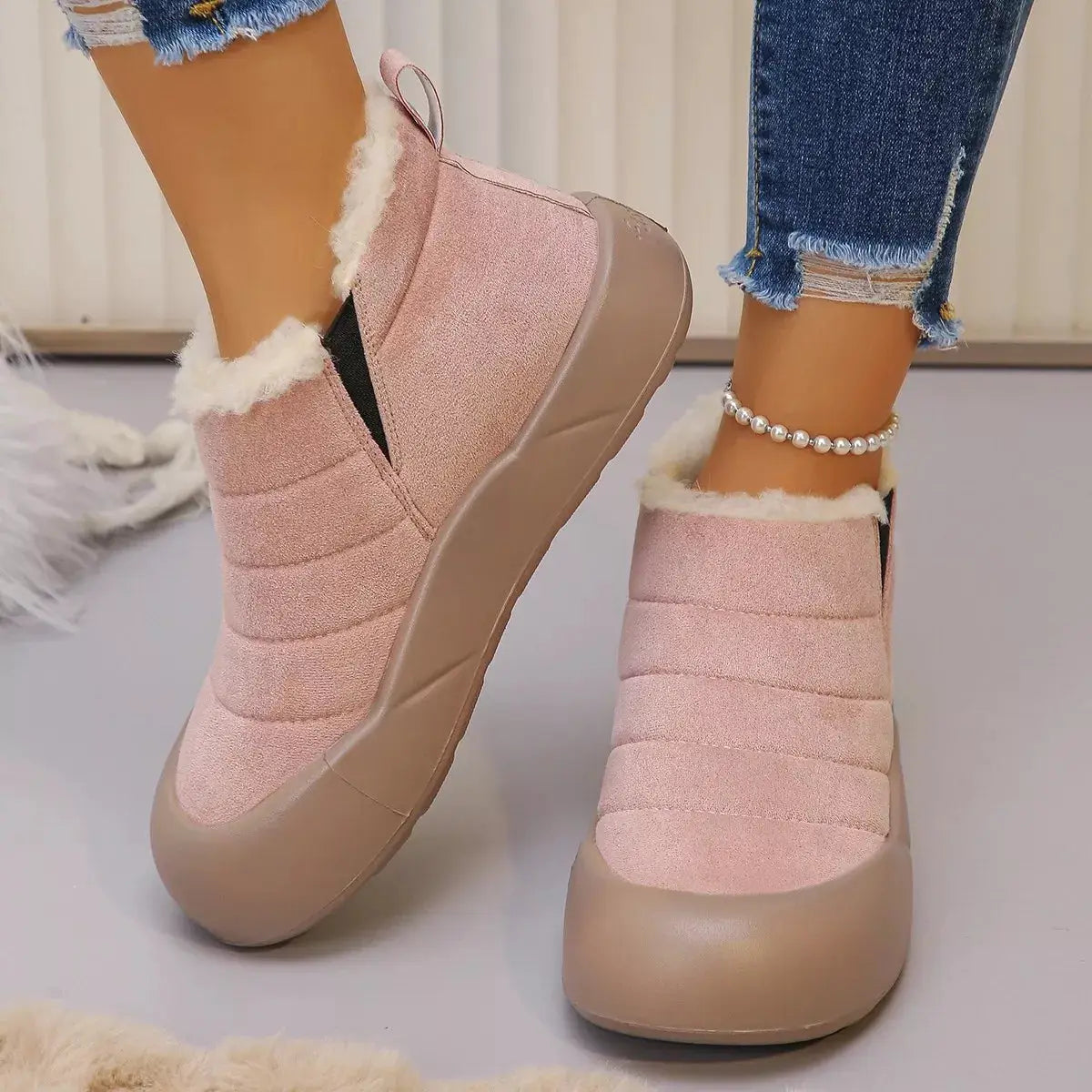 Warm Plush Lined Ankle Boots by Trendsi