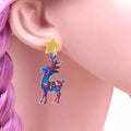 Acrylic Christmas Reindeer Dangle Earrings by Trendsi