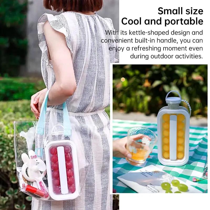 2-in-1 Portable Folding Ice Ball Maker Bottle, Silicone Freezer Ice Mold & Water Bottle for Cocktails, Travel, Gym by eprolo