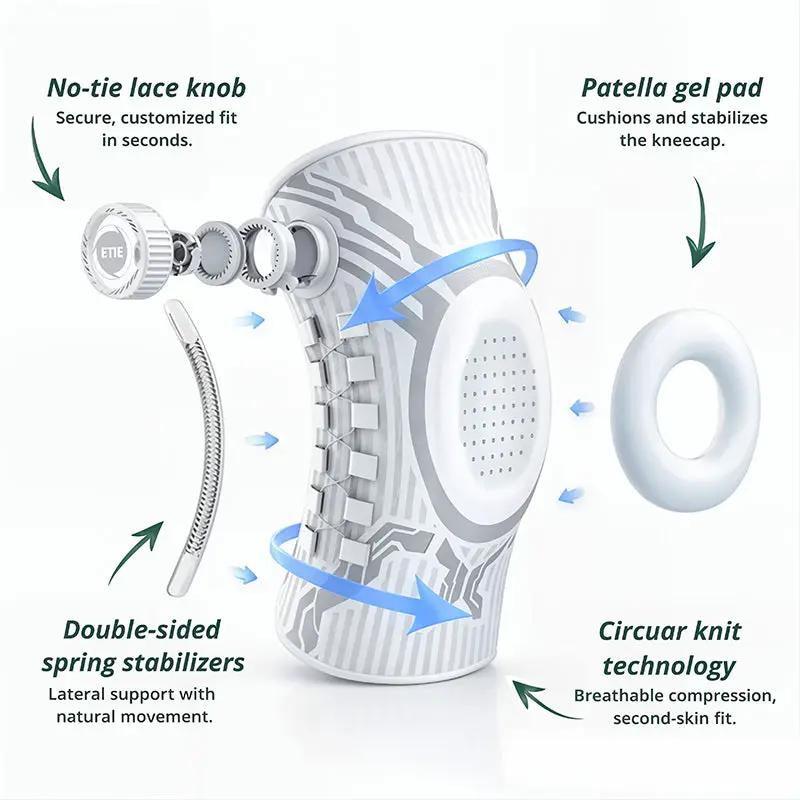 Adjustable Smart-Knob Knee Brace — Patella Gel Pad, Side Stabilizers, Compression Support for Pain Relief & Recovery by eprolo