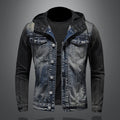 Hooded Denim Jacket for Men Spring Casual Oversized Fit Coat