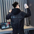 Detachable Hooded Jacket for Men Winter Embroidered Top Men's Short Coat
