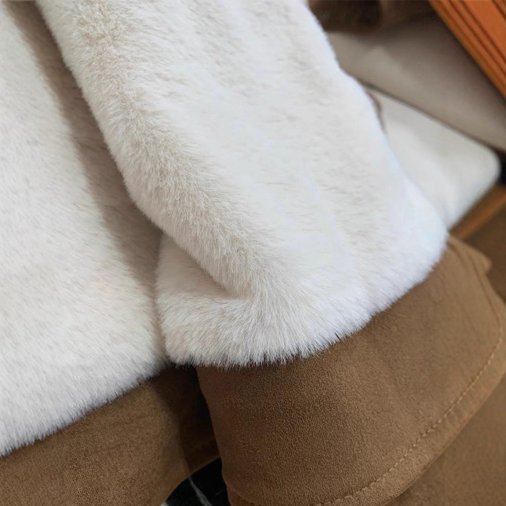 Faux Suede Fleece-Lined Thicken Coat for Men and Women, Autumn and Winter New Short Style Utility Casual Jacket