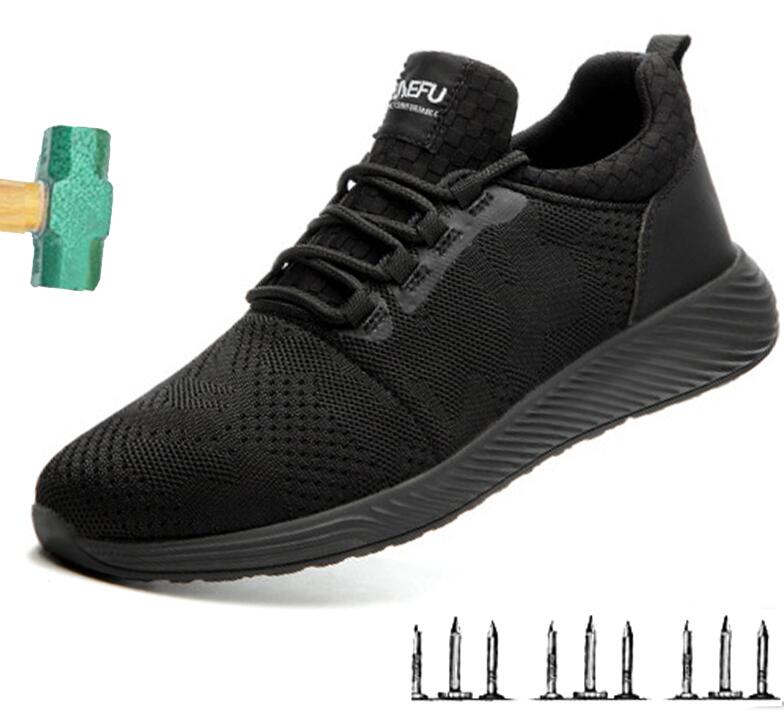 Steel Toe Safety Men Work Shoes Summer Fashion Breathable Slip On Boots Casual Mens Shoe Puncture Proof Safe Work