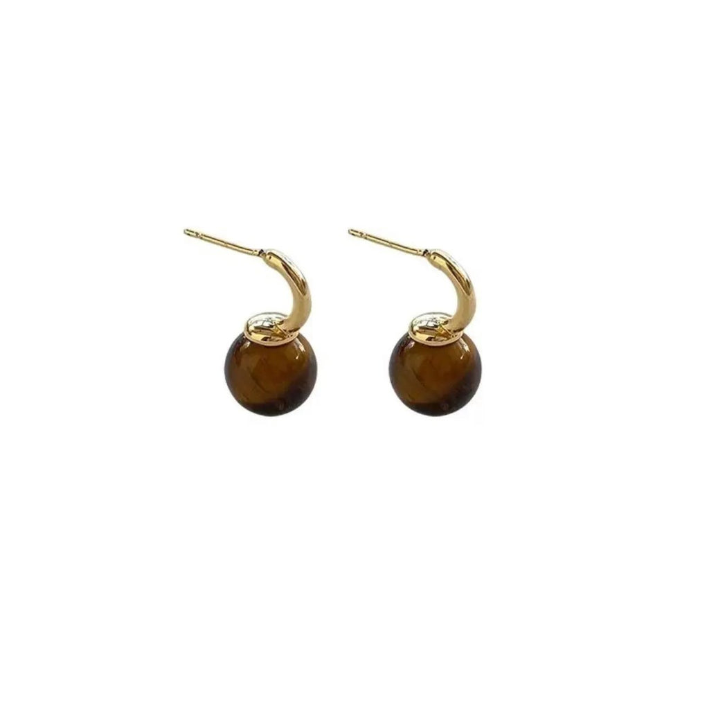 Tiger Eye Ball Drop Earrings by Trendsi