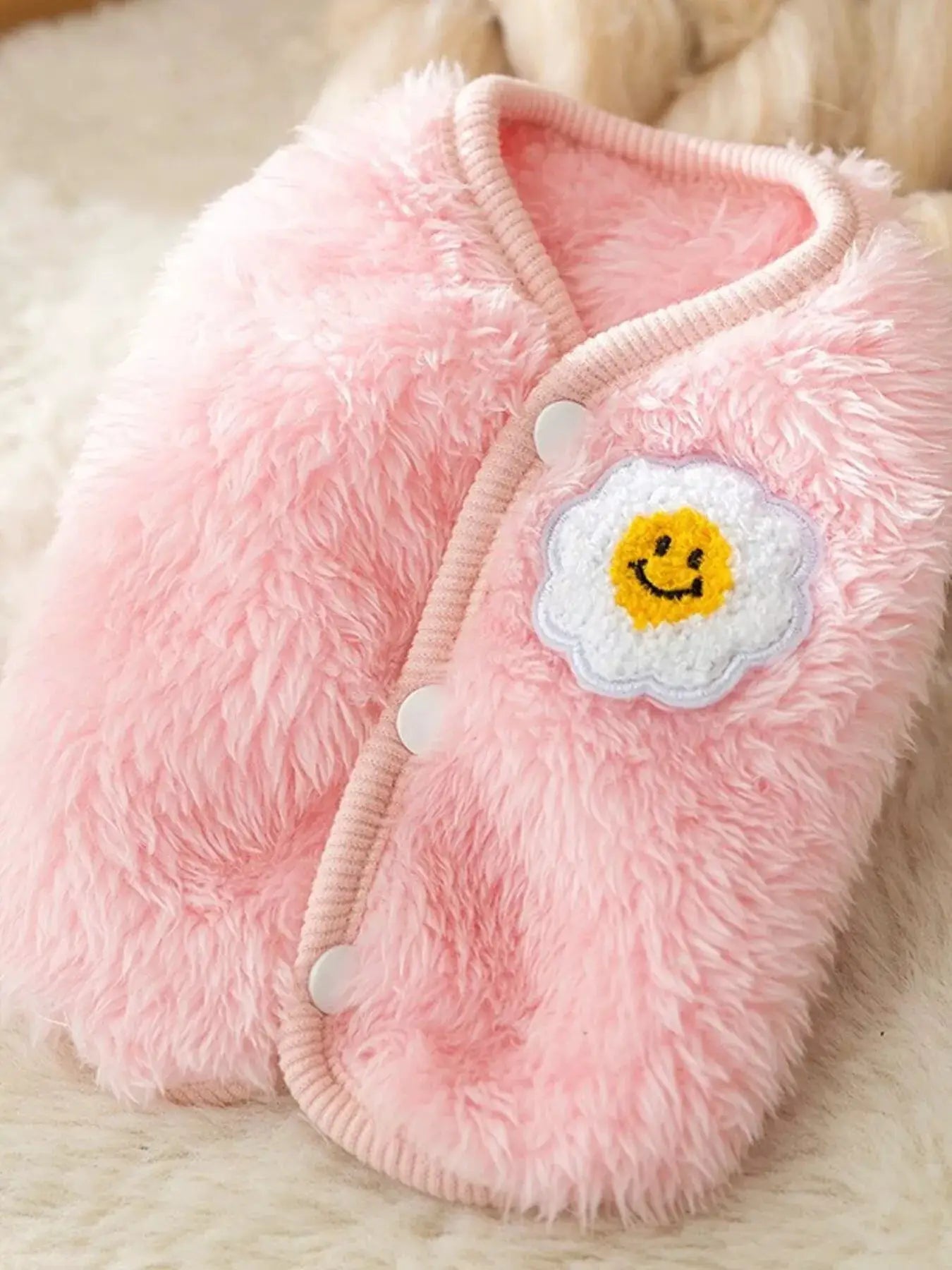 Cozy Plush Pet Sweater with Cute Patch by Trendsi
