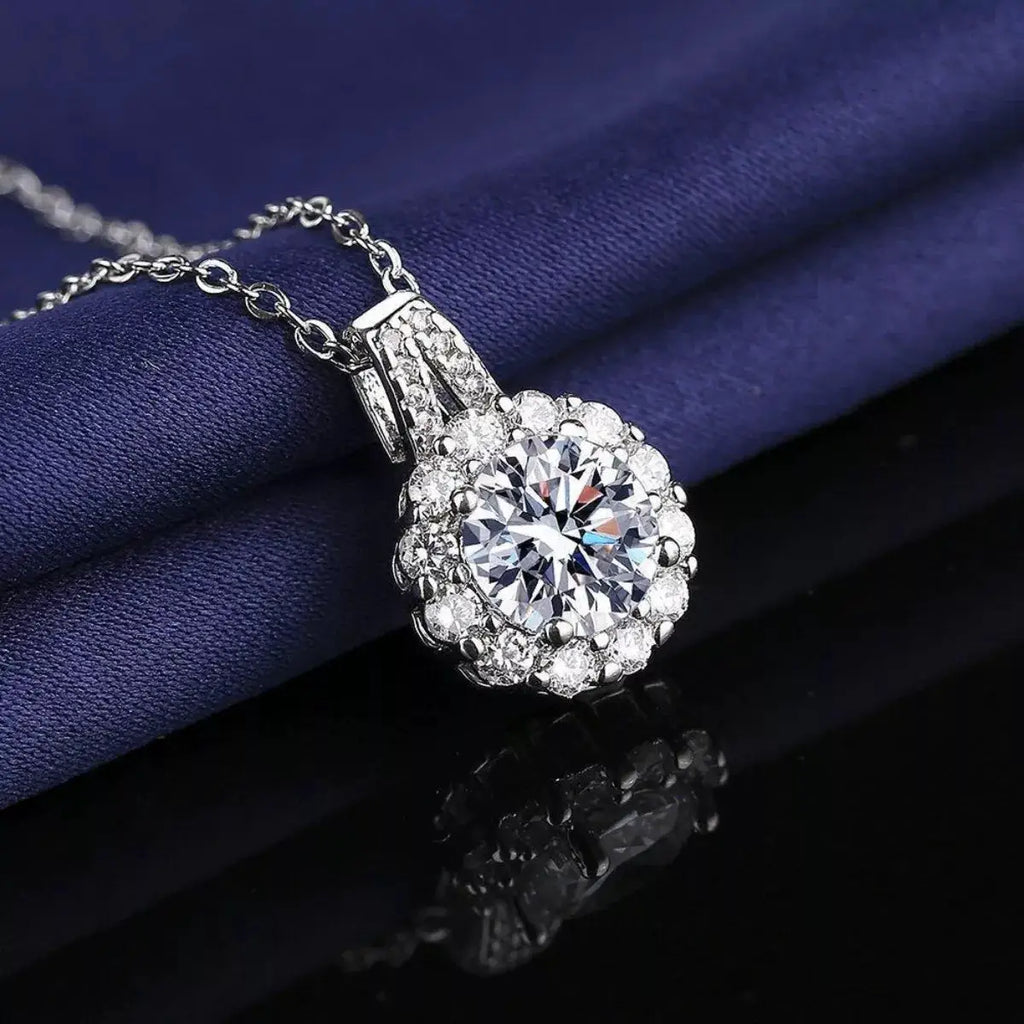 2 Carat Moissanite 925 Sterling Silver Necklace by Trendsi