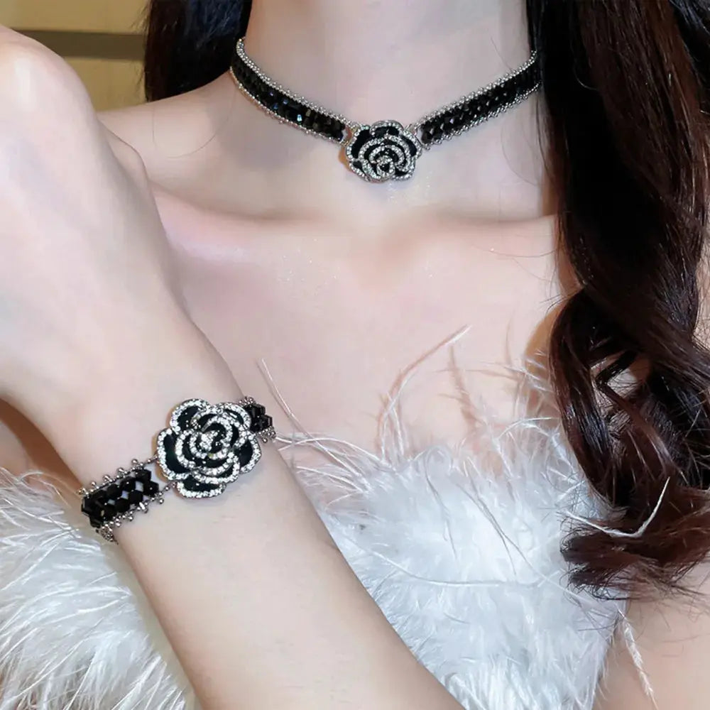 Copper Rhinestone Flower Bracelet by Trendsi