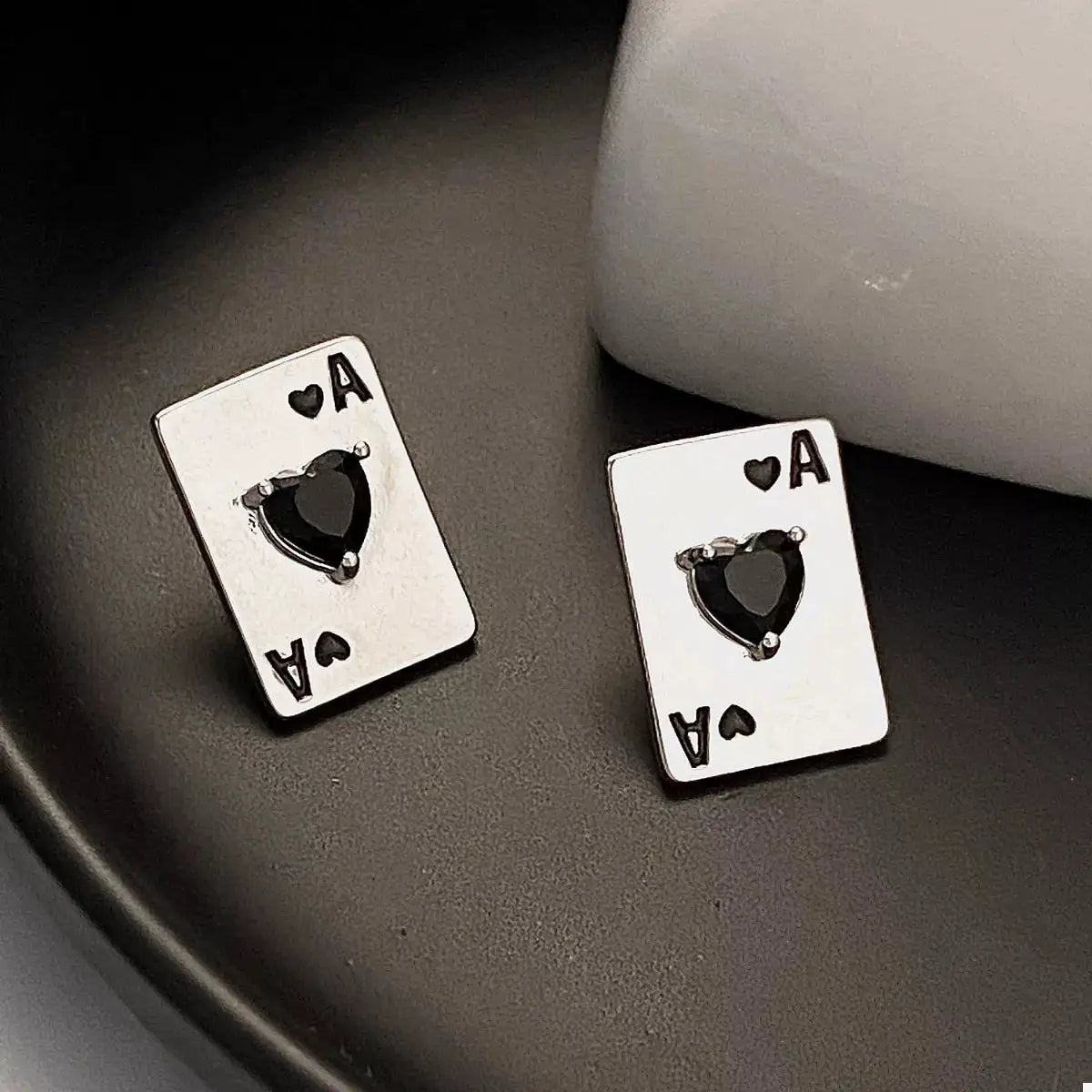 Poker Card Ace of Hearts Stud Earrings by Trendsi