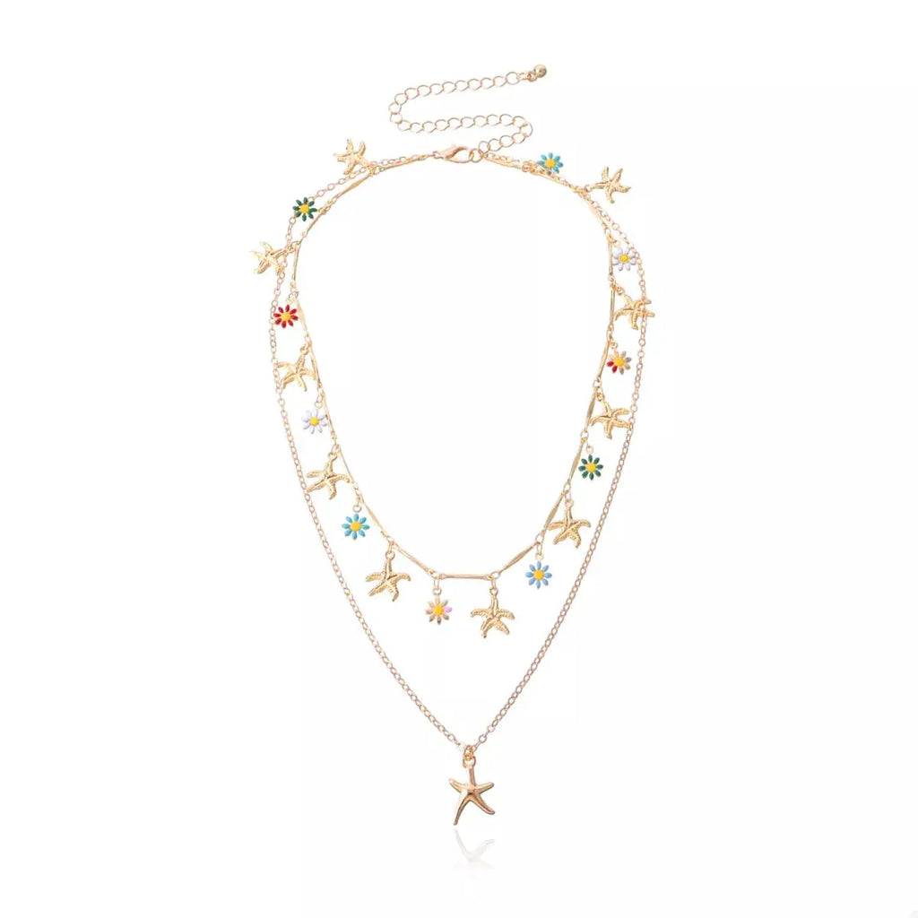 Starfish Charm Double Layered Necklace by Trendsi