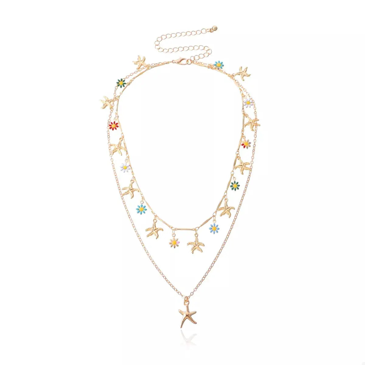 Starfish Charm Double Layered Necklace by Trendsi