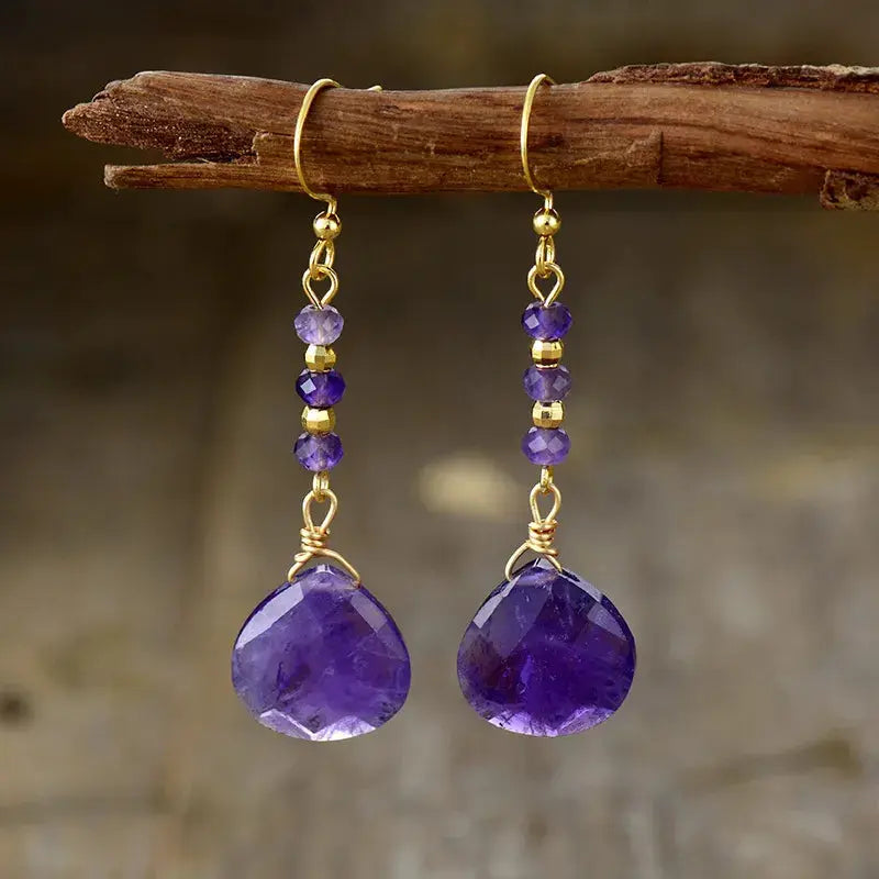 Natural Stone Bead Shape Earrings by Trendsi