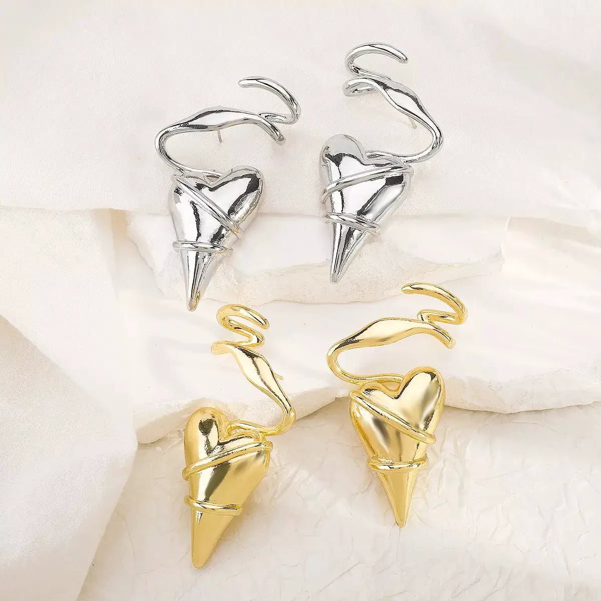 Heart-Shaped Twisted Wire Earrings by Trendsi