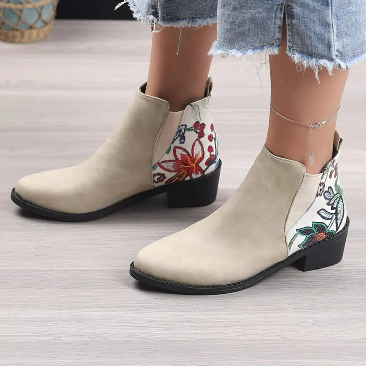 Point Toe Block Heels Ankle Boots by Trendsi