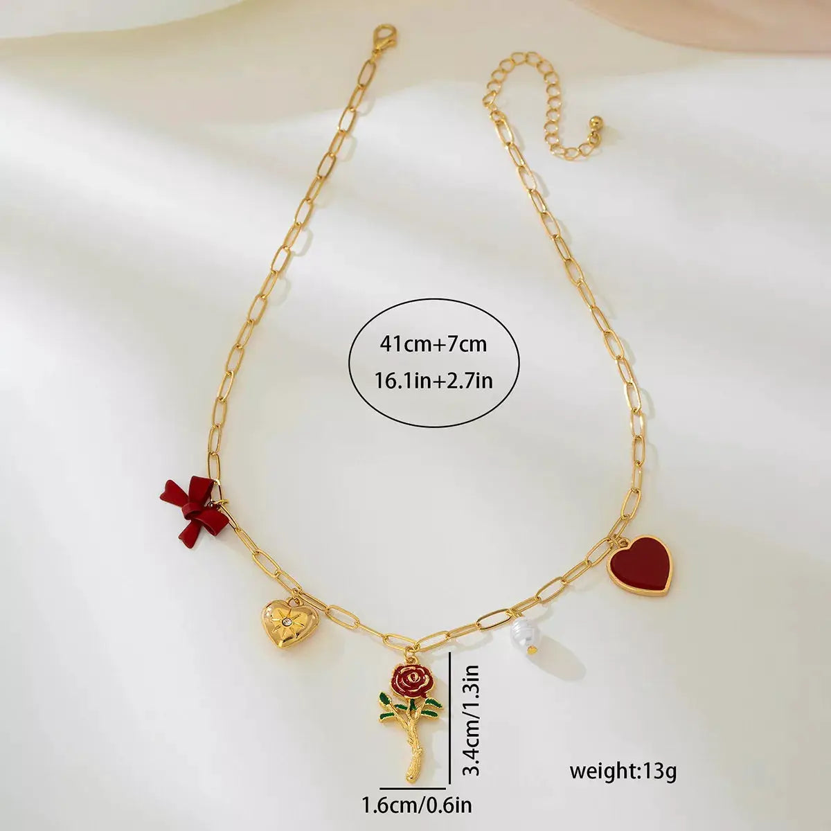 18K Gold-Plated Alloy Chain Necklace with Pendant by Trendsi