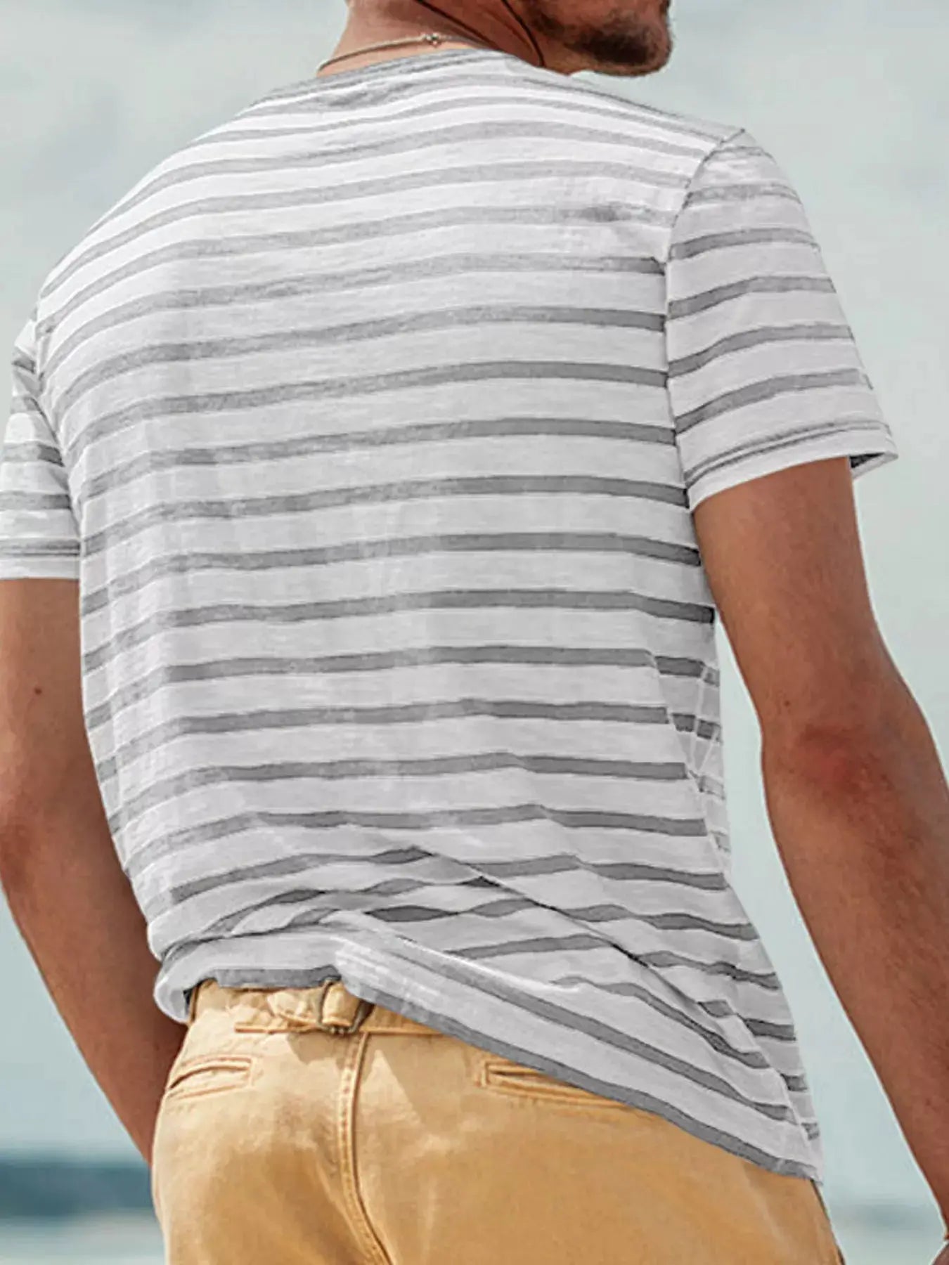 Men's Full Size Striped Pocket Short Sleeve T-Shirt Plus Size by Trendsi