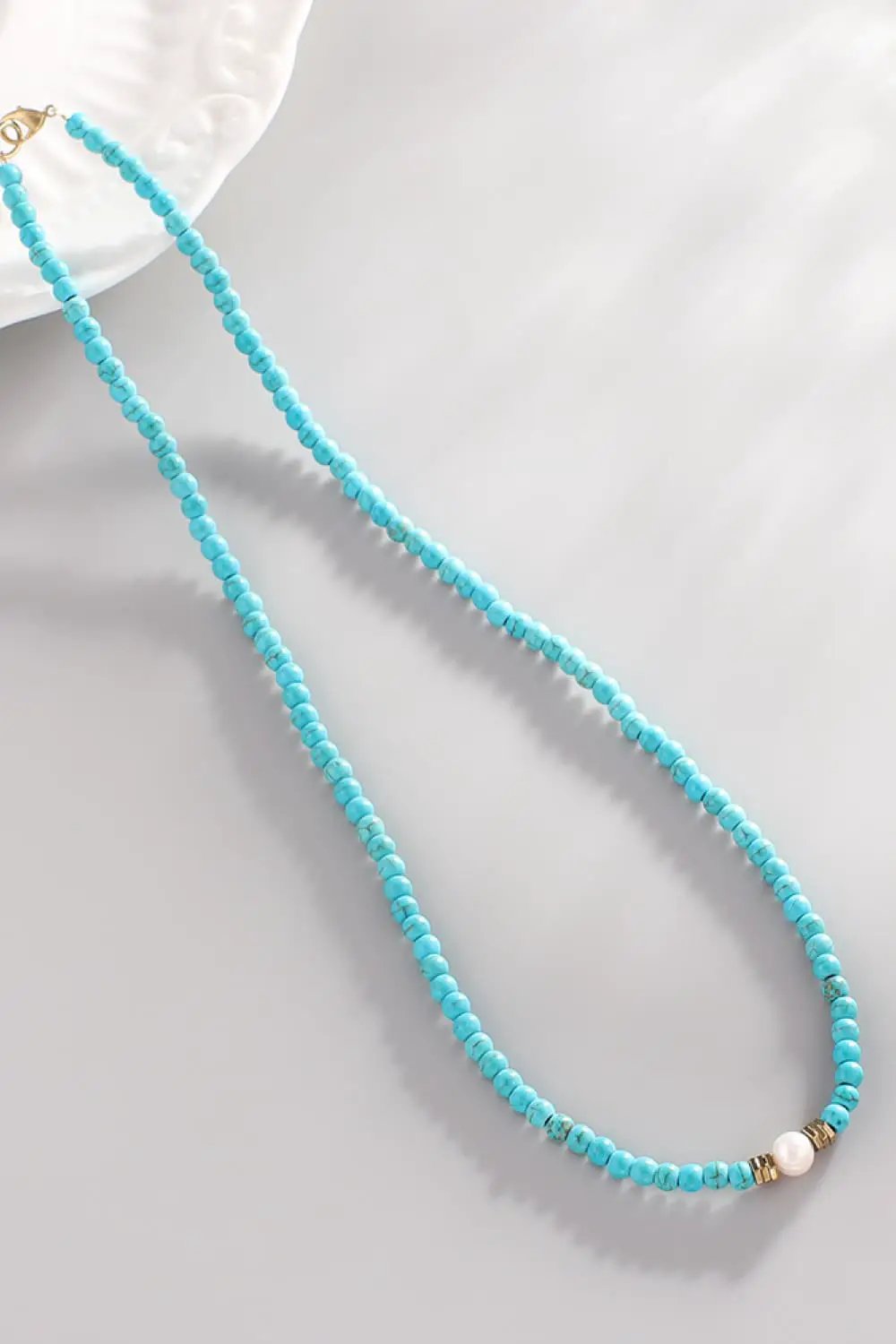 Turquoise & Pearl Necklace by Trendsi