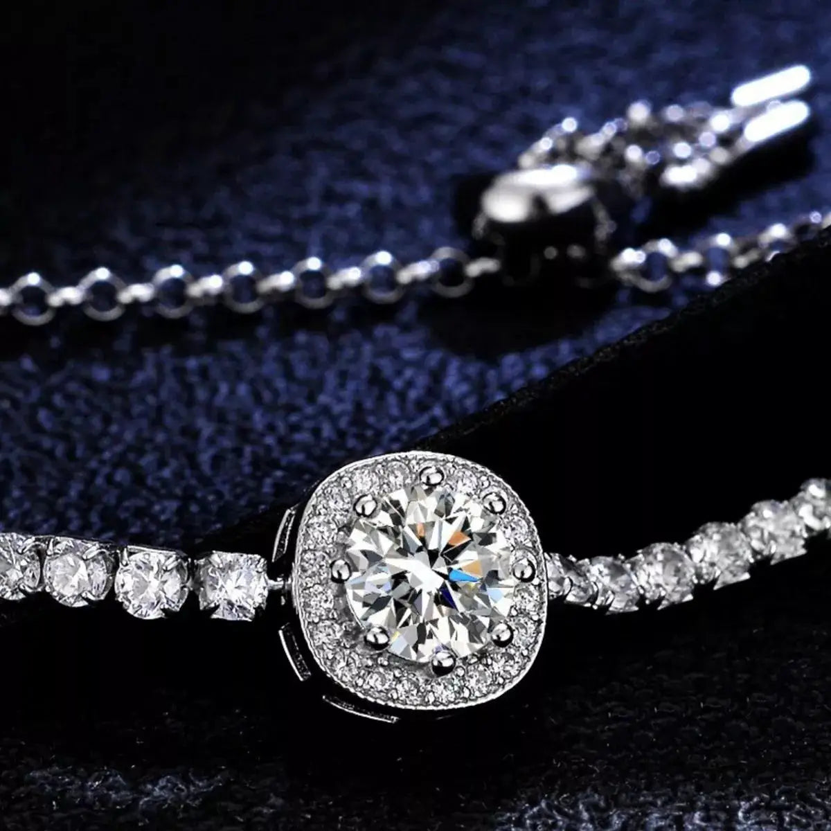 1 Carat Moissanite 925 Sterling Silver Chain Bracelet by Trendsi