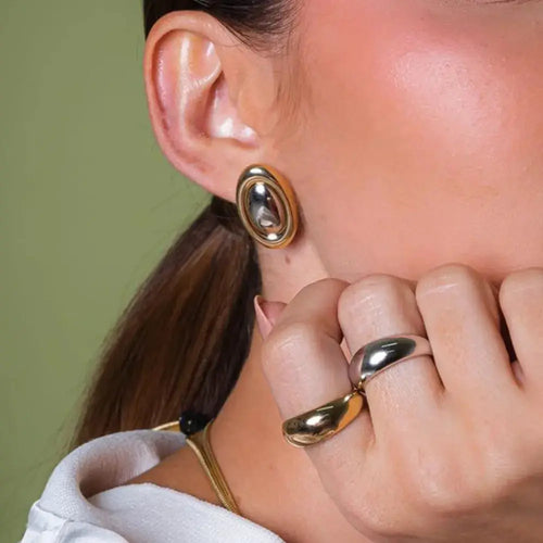 18K Gold-Plated Stainless Steel Stud Earring by Trendsi