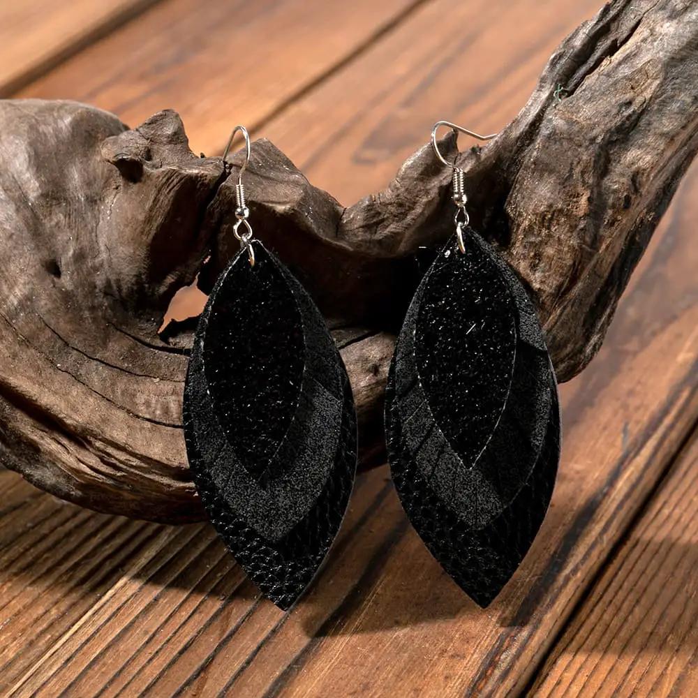 PU Leather Drop Earrings by Trendsi