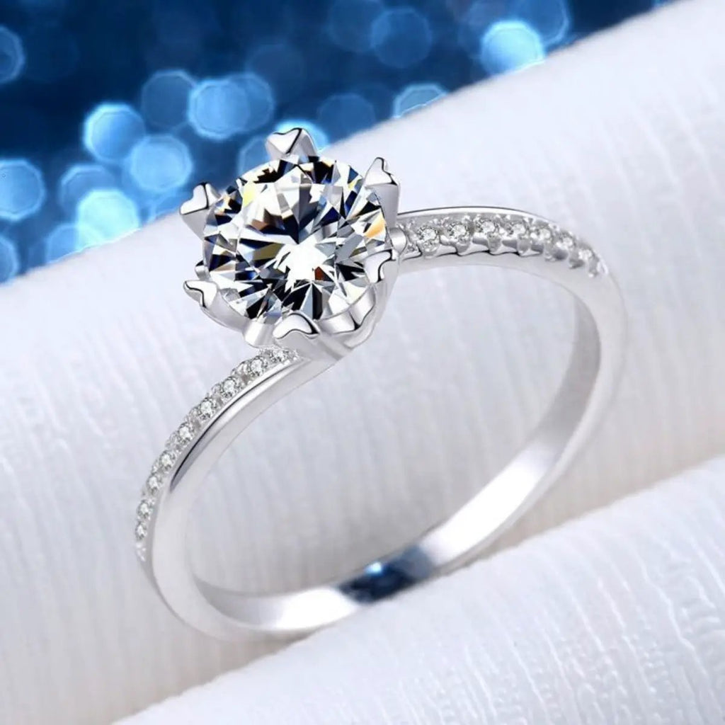 1 Carat 925 Sterling Silver Moissanite Ring by Trendsi