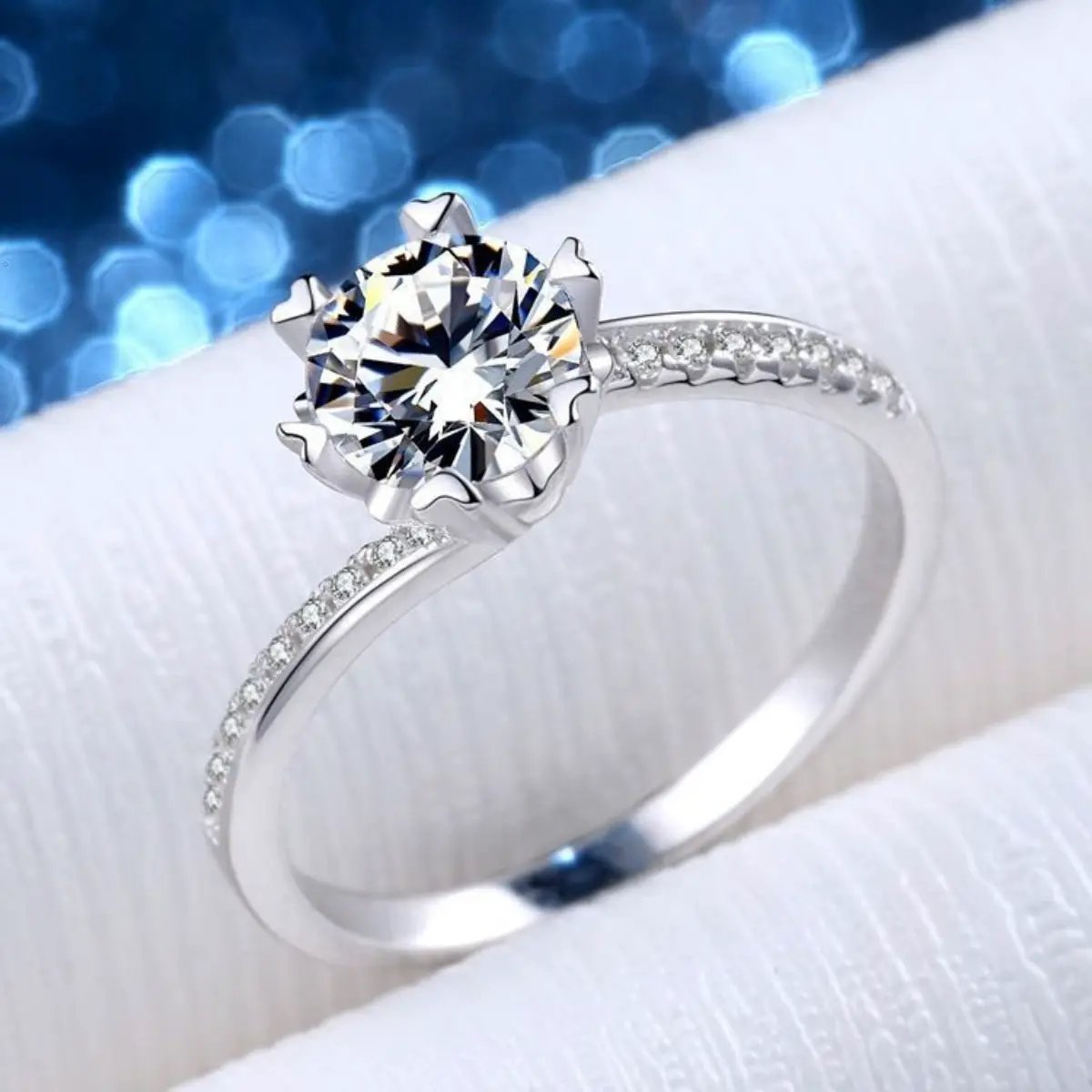 1 Carat 925 Sterling Silver Moissanite Ring by Trendsi