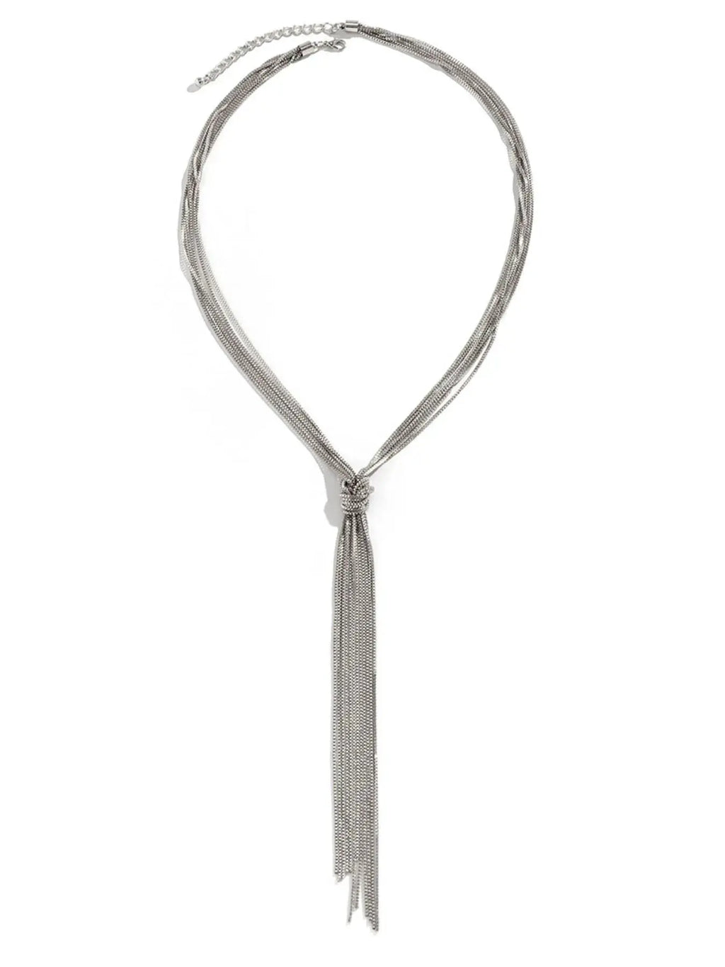 Twisted Knot ChainTassel Necklace by Trendsi
