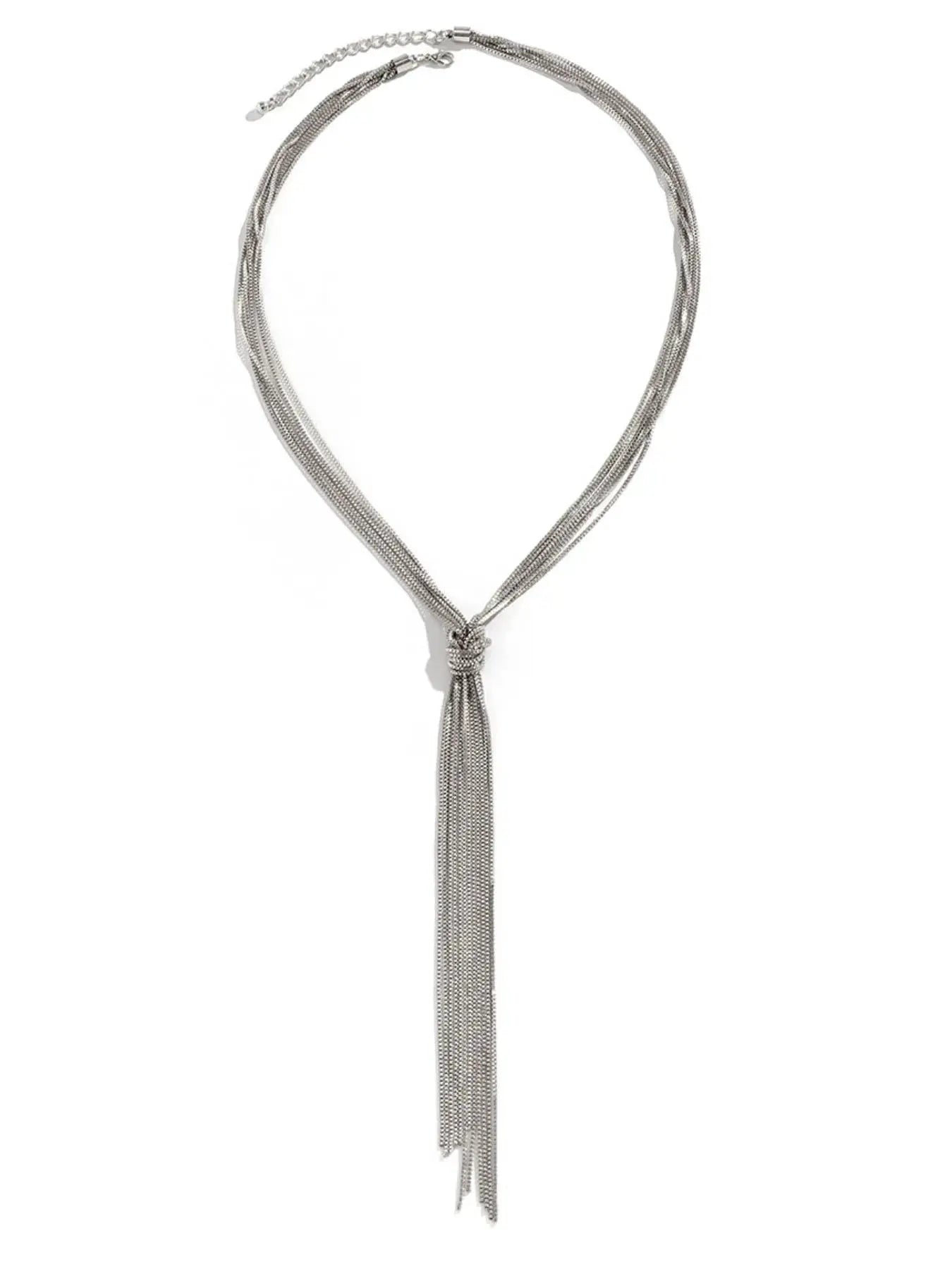 Twisted Knot ChainTassel Necklace by Trendsi
