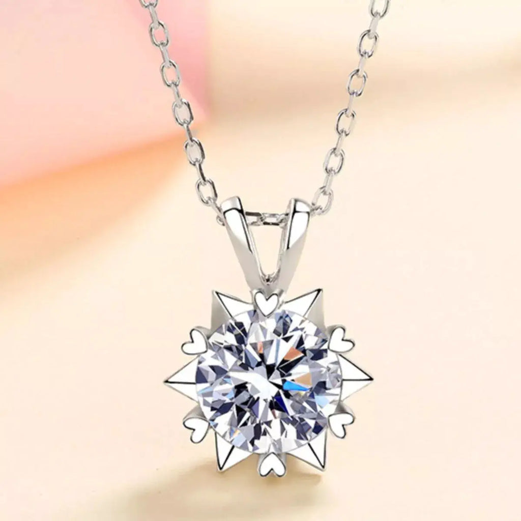1 Carat 925 Sterling Silver Moissanite Pendant Necklace by Trendsi