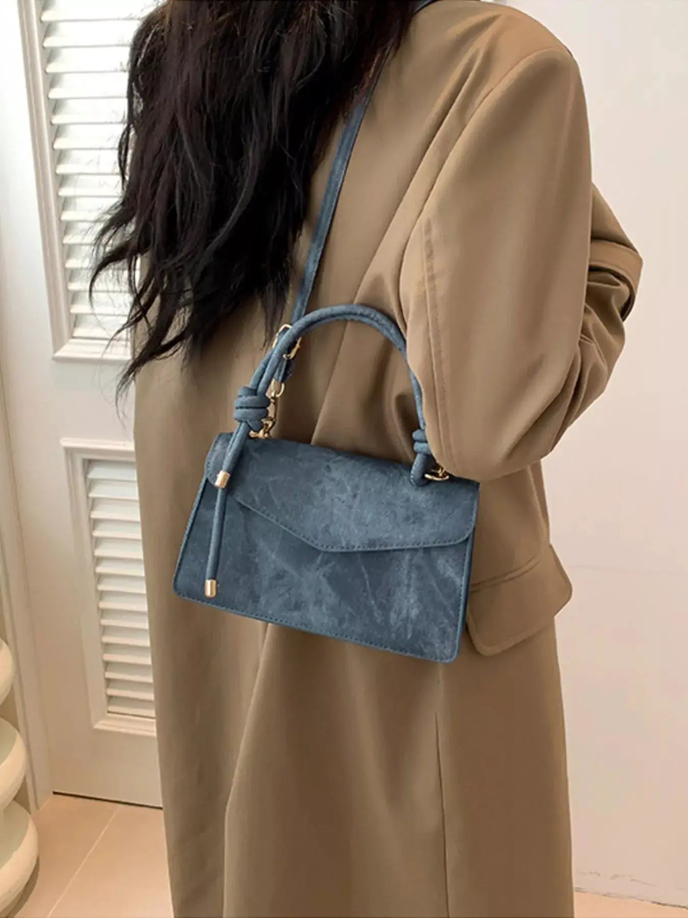 Flap Crossbody Bag with Top Handle by Trendsi