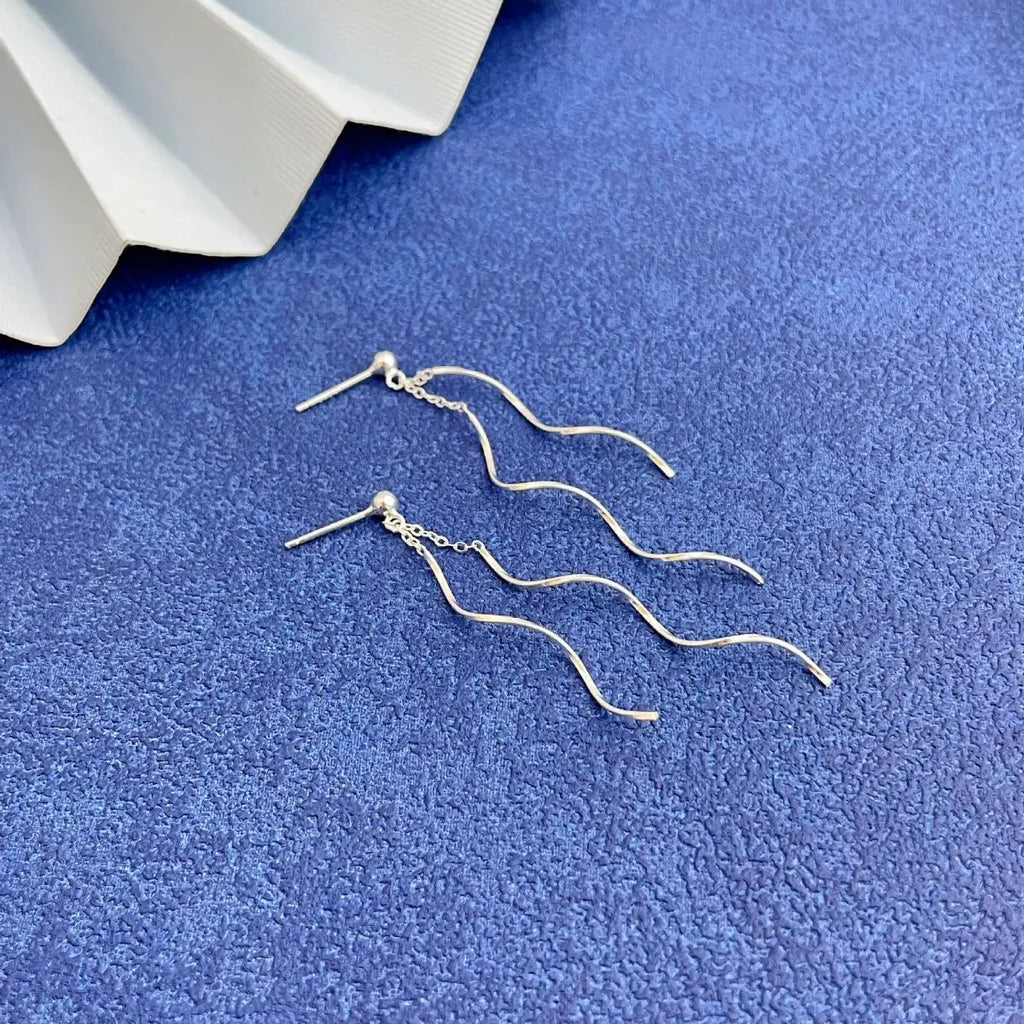925 Sterling Silver Wave Earrings by Trendsi