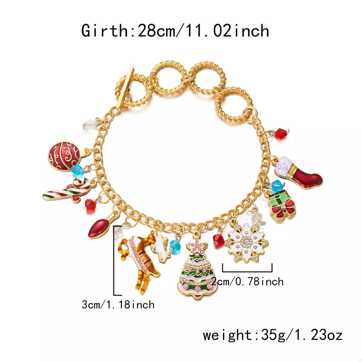 18K Gold-Plated Christmas Charm Bracelet by Trendsi