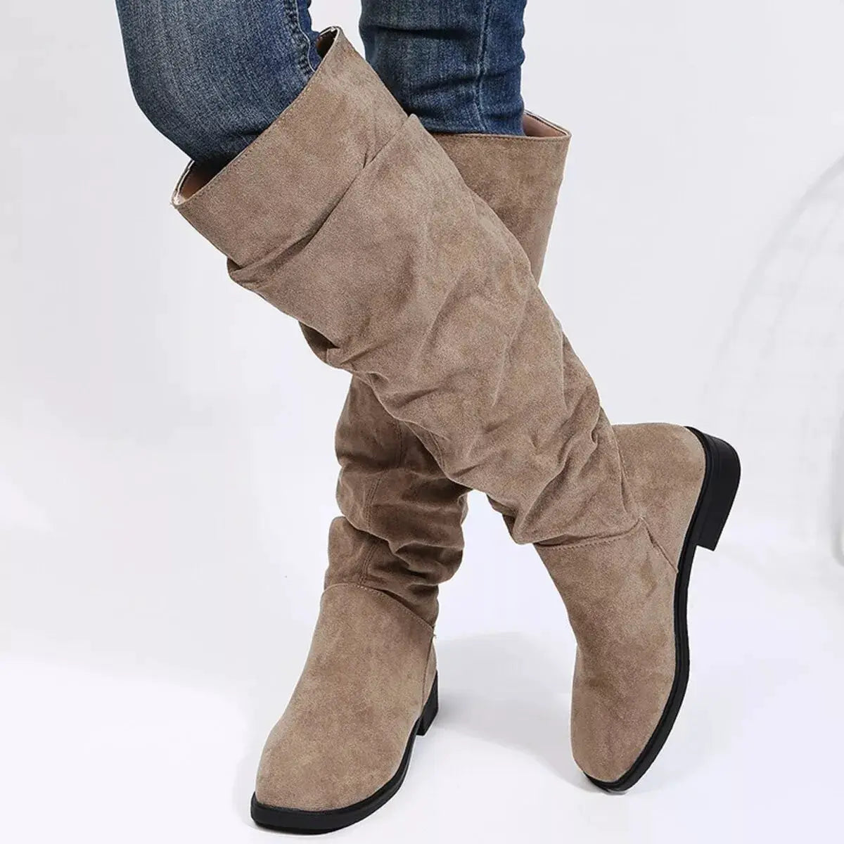 Slouchy Knee High Boots by Trendsi