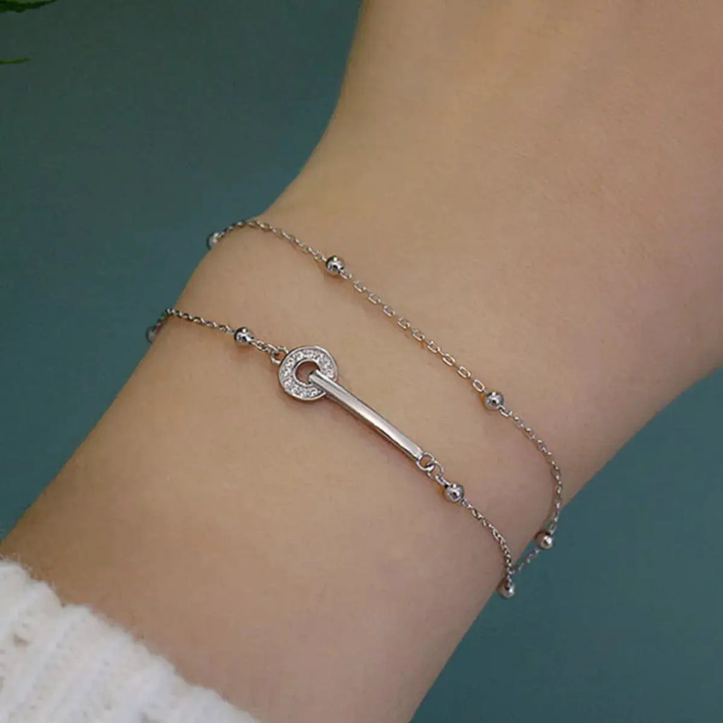 925 Sterling Silver Double Layered Bracelet by Trendsi