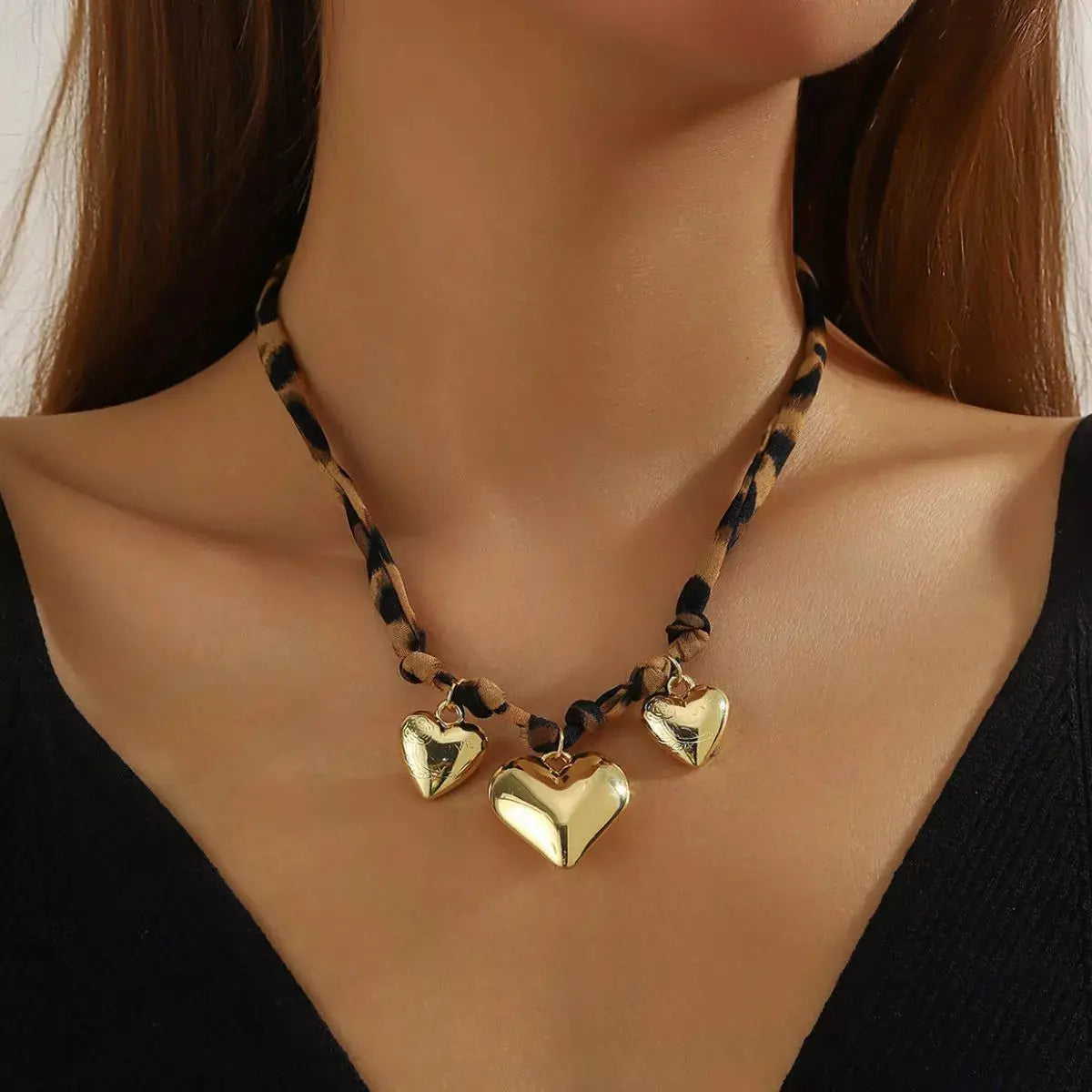 Leopard 18K Gold-Plated Heart Necklace by Trendsi
