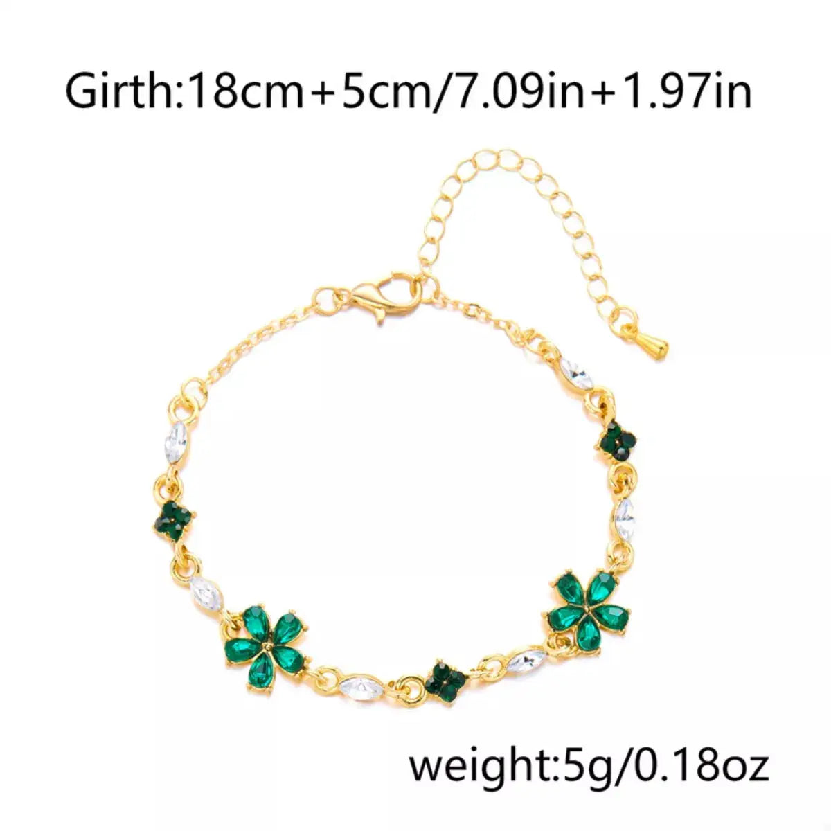 18K Gold-Plated Rhinestone Flower Bracelet by Trendsi
