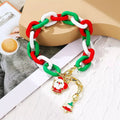 Christmas Festive Chain Link Bracelet with Santa Charm by Trendsi