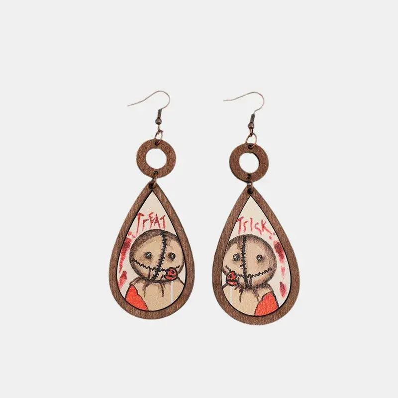 Wooden Teardrop Shape Earrings by Trendsi
