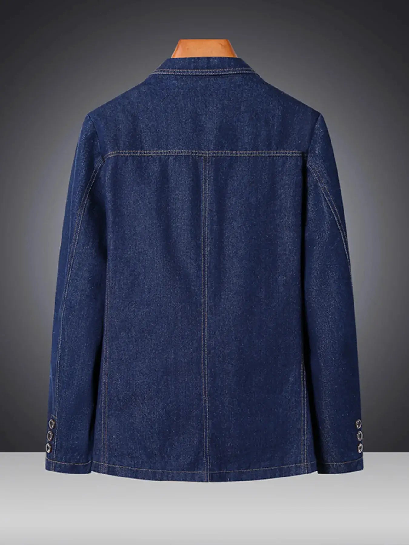 Men's Plus Size Classic Button Up Denim Blazer by Trendsi