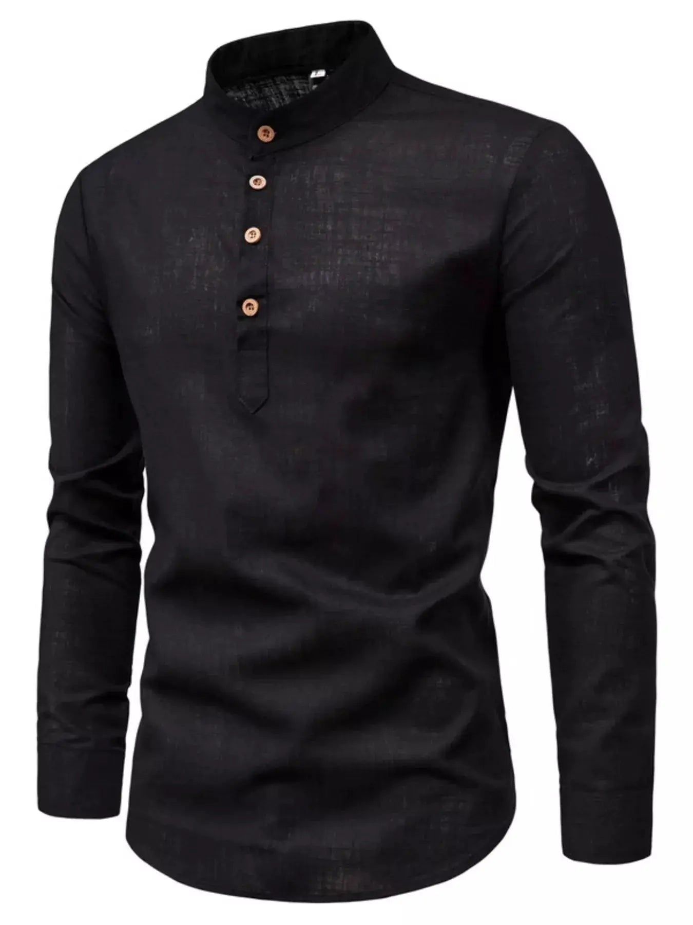 Men's Plus Size Casual Mandarin Collar Button-Up Shirt by Trendsi