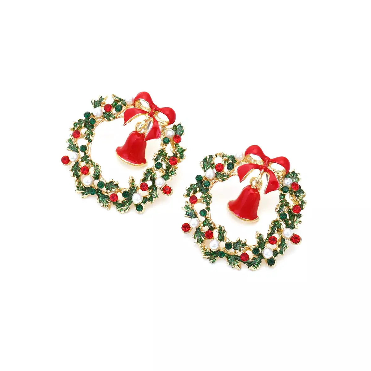Christmas Wreath Bell Earrings by Trendsi