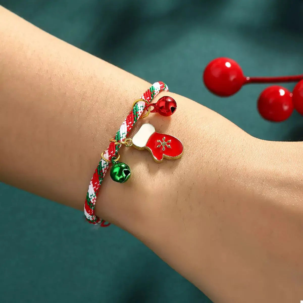 Christmas Charm Braided Rope Bracelet by Trendsi