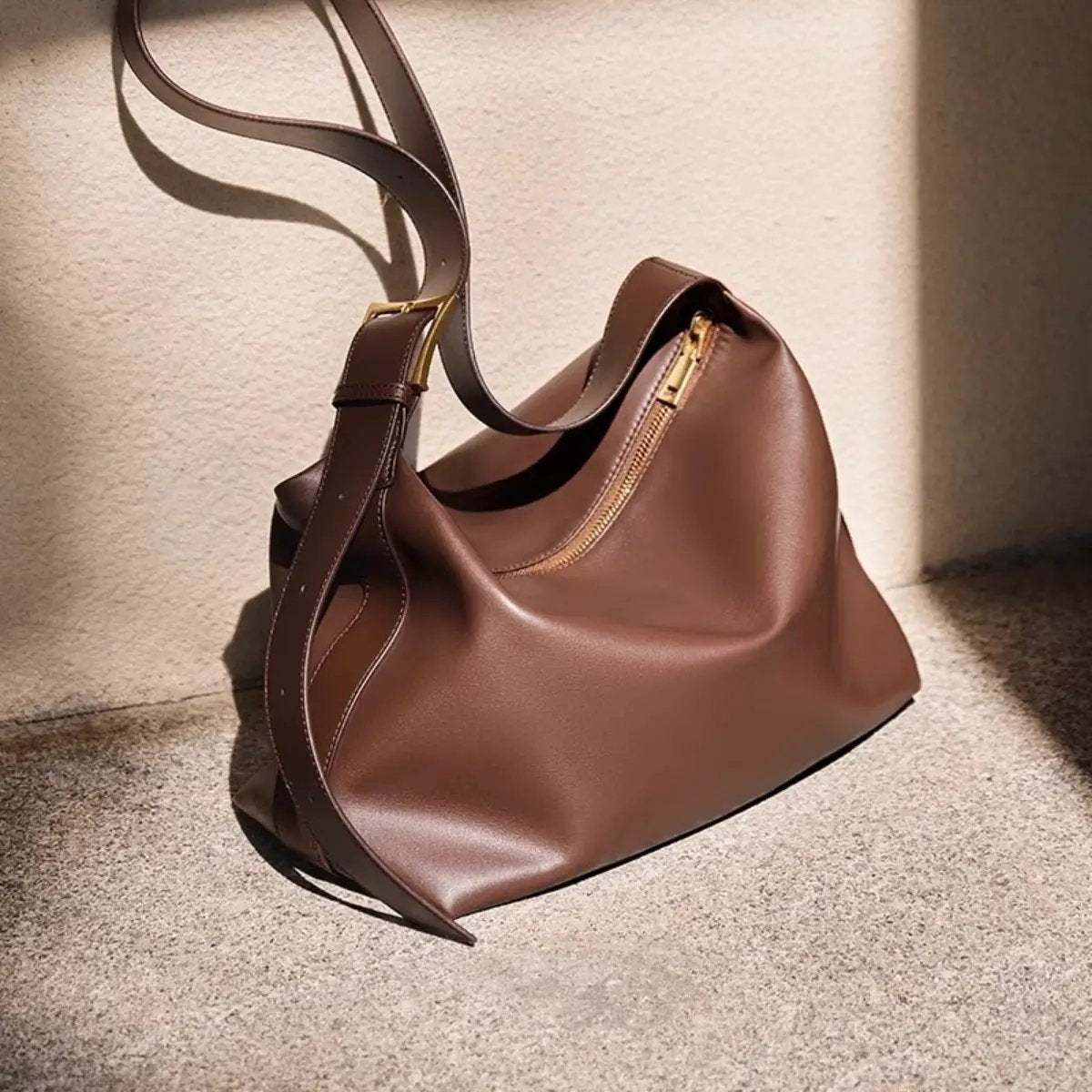 Leather Buckle Shoulder Bag by Trendsi